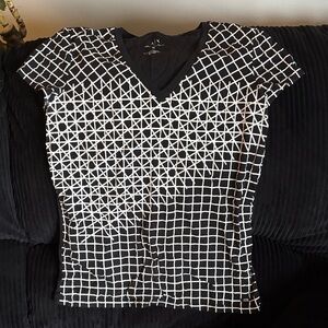 Armani Exchange Black and White Grid Tee